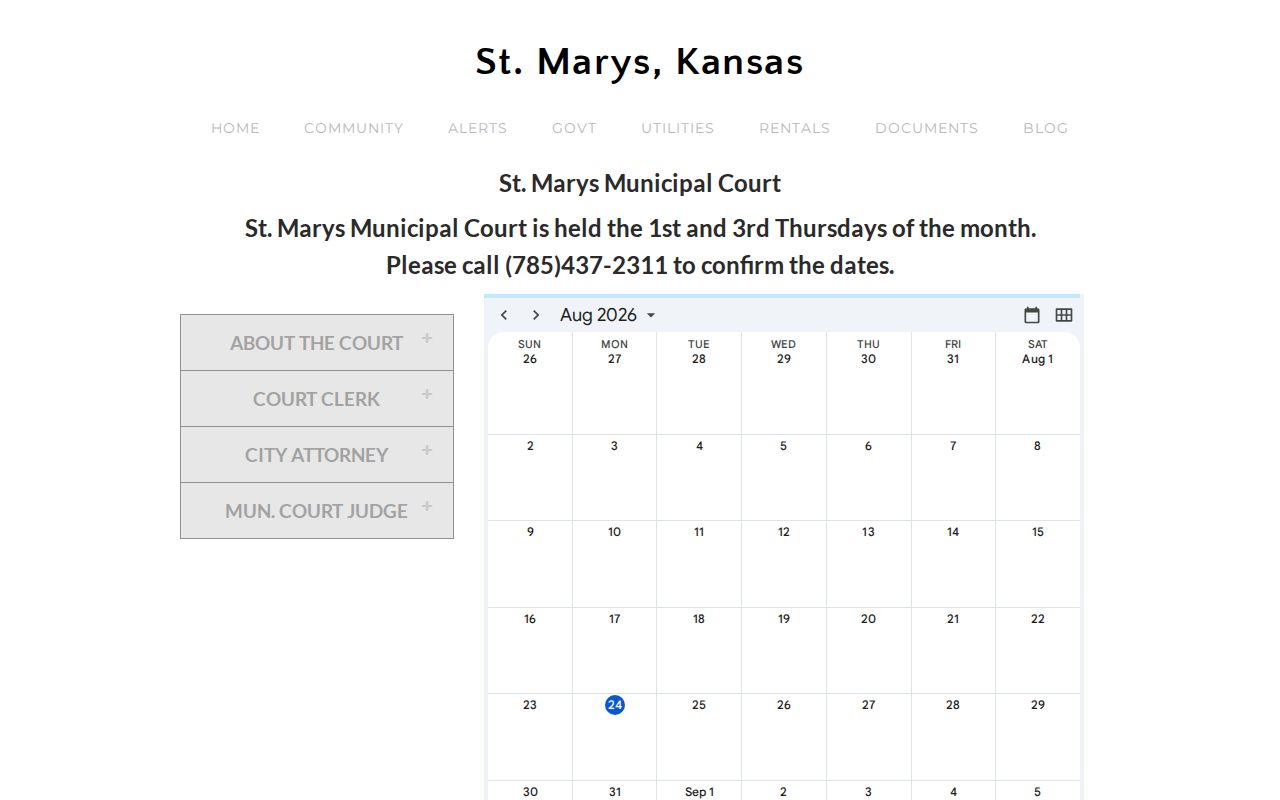St. Marys court docket and Municipal Court information