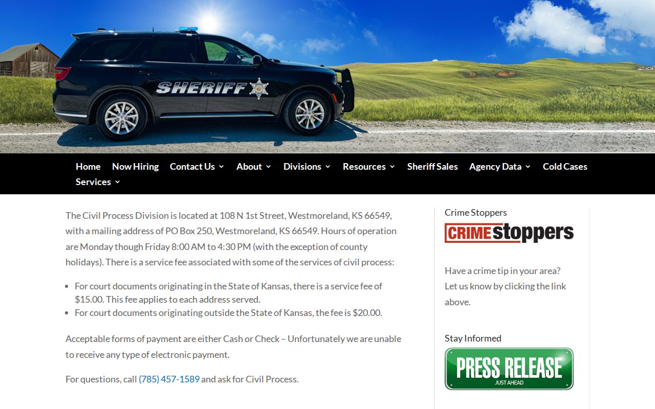 Pottawatomie County civil court docket and sheriff civil process records