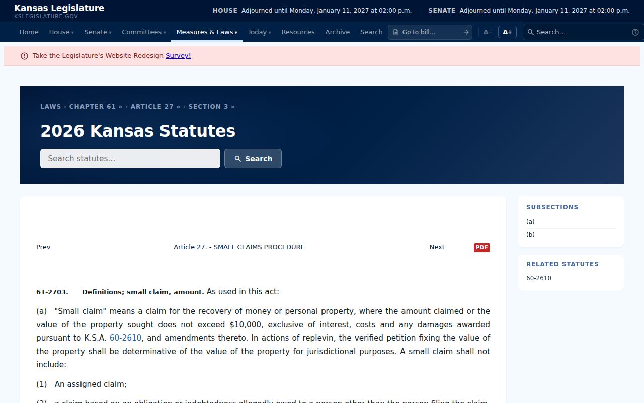 Pottawatomie County civil court docket small claims jurisdiction law