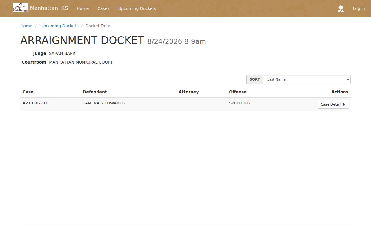 Pottawatomie County court calendar docket detail fields