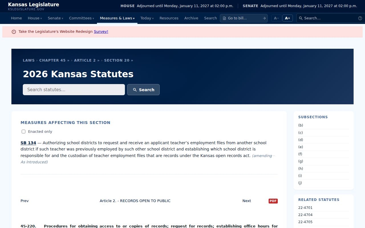 Pottawatomie County court records Kansas request statute