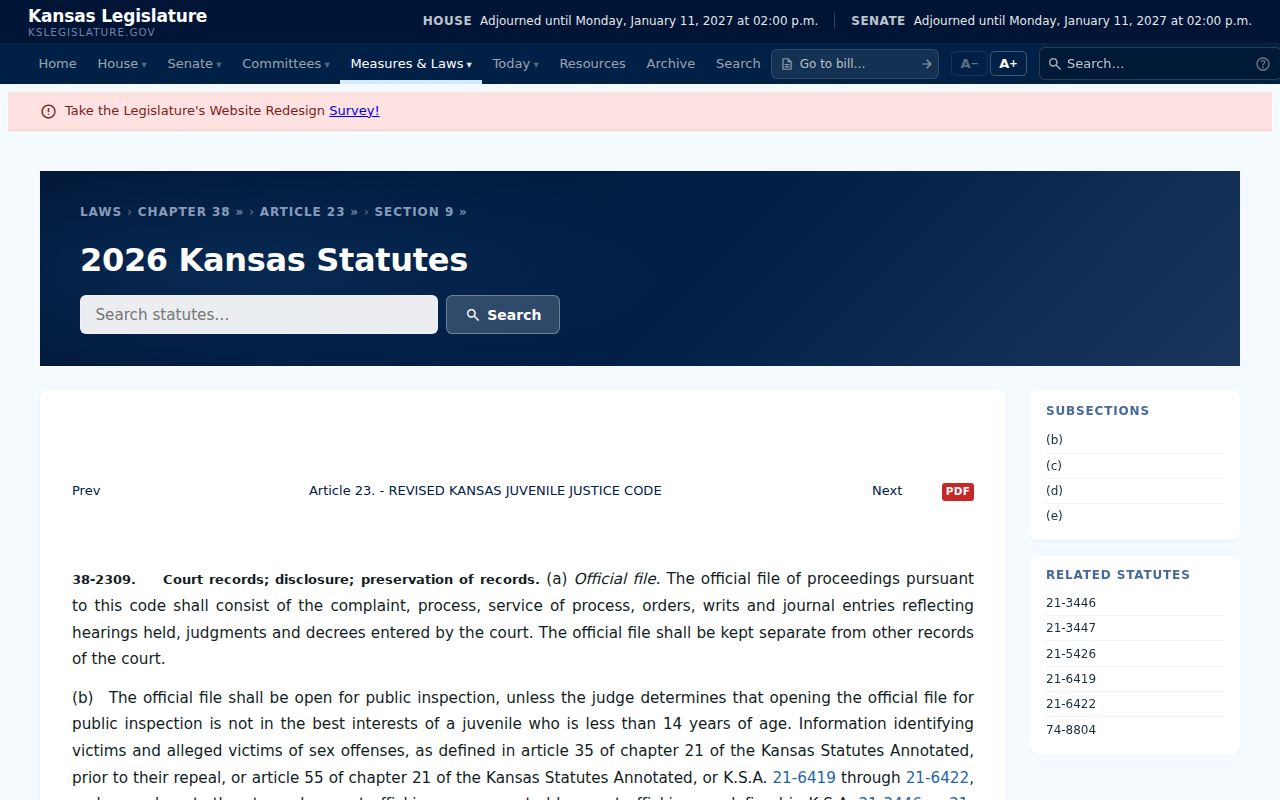 Pottawatomie County criminal court docket juvenile record access law