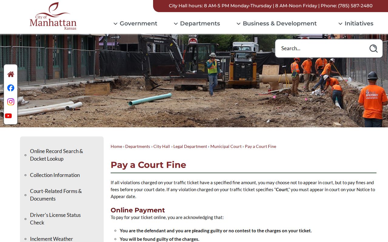 Pottawatomie County traffic court records Manhattan payment guidance